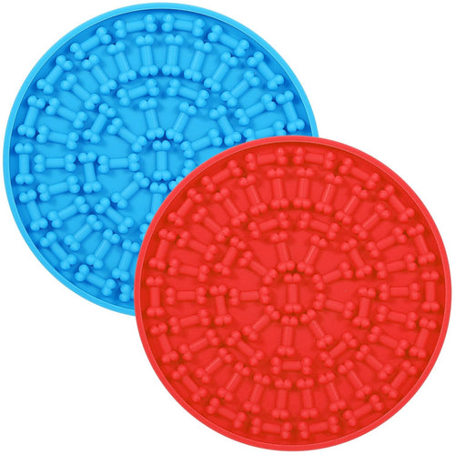2-Pack Dog Lick Pad and Slow Feeder Set for Grooming and Treats