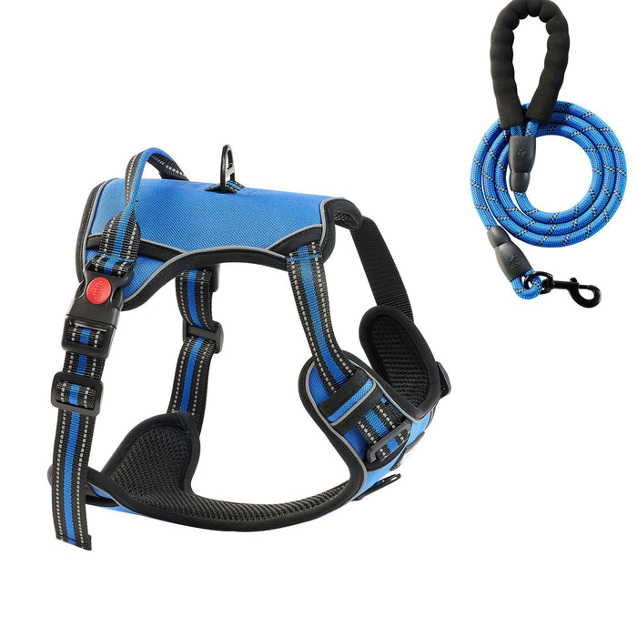 Adjustable No Pull Dog Harness for Large Breeds - Includes 5ft Leash & Control Handle