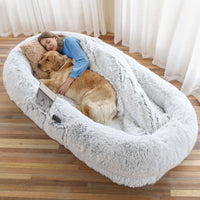 Premium Washable Faux Fur Human Dog Bed for Cozy Naps and Comfort